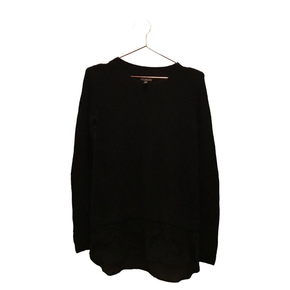 The limited tunic knit cashmere blend sweater with multi fabric layers XS
